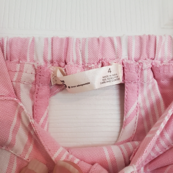 Girls Pink and White Striped Jumpsuit - Picture 4 of 7